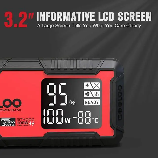 Alt view image 6 of 7 - GOOLOO 4000A  Auto Jump Starter 26800mAh Portable Power Bank 12V Engine Booster Pack Jumper Box with -40 Pre-Heating Tech