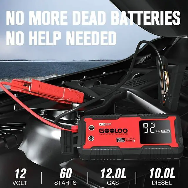 Alt view image 4 of 7 - GOOLOO 4000A  Auto Jump Starter 26800mAh Portable Power Bank 12V Engine Booster Pack Jumper Box with -40 Pre-Heating Tech