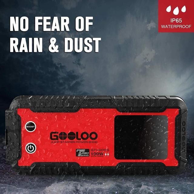 Alt view image 7 of 6 - GOOLOO GT4000S Jump Starter 24000mAh 4000A Car Starter PD100W Two-Way Fast-Charging Portable Car Battery Charger Booster Pack Up to 10L Diesel and 12L Gas Engines, 12V Lithium SuperSafe Jump Box