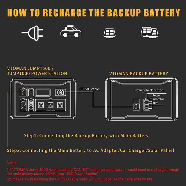 Alt view image 7 of 7 - VTOMAN Jump 1500 Extra Battery, 1548Wh LiFePO4 Backup Expansion Battery with BMS Protection for VTOMAN Jump 1000 & Jump 1500 & Jump 1500X & Jump 1800 Portable Power Station