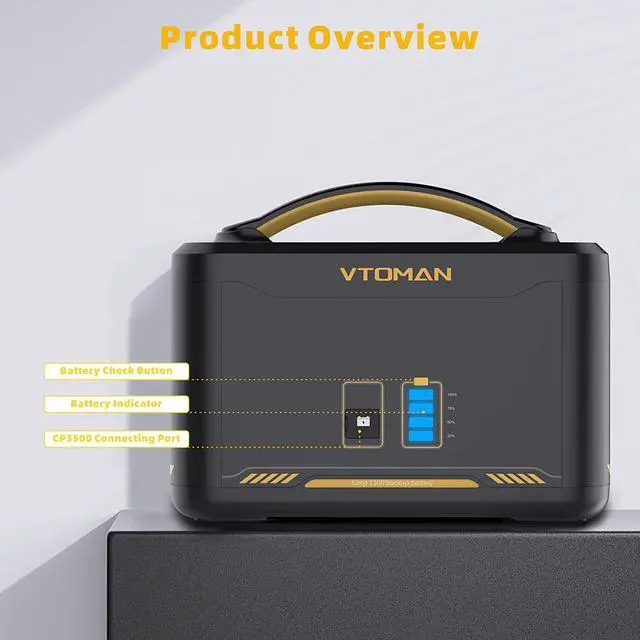 Alt view image 3 of 7 - VTOMAN Jump 1500 Extra Battery, 1548Wh LiFePO4 Backup Expansion Battery with BMS Protection for VTOMAN Jump 1000 & Jump 1500 & Jump 1500X & Jump 1800 Portable Power Station