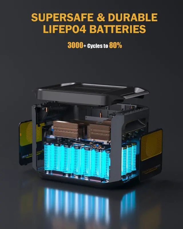 Alt view image 4 of 7 - VTOMAN FlashSpeed 1500 Portable Power Station 1500W (3000W Peak), 1548Wh Backup LFP Battery Generator, Expandable To 3096Wh, Recharge 0-100% within 1 Hour, for Electric Backup & Blackout Emergency