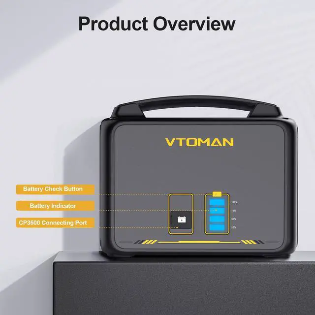 Alt view image 3 of 6 - VTOMAN Jump 1500 Extra Battery 1548Wh, Backup LiFePO4 (LFP) Battery with BMS Protection Jump 1000 & Jump 1500X & Jump 1800 Power Station