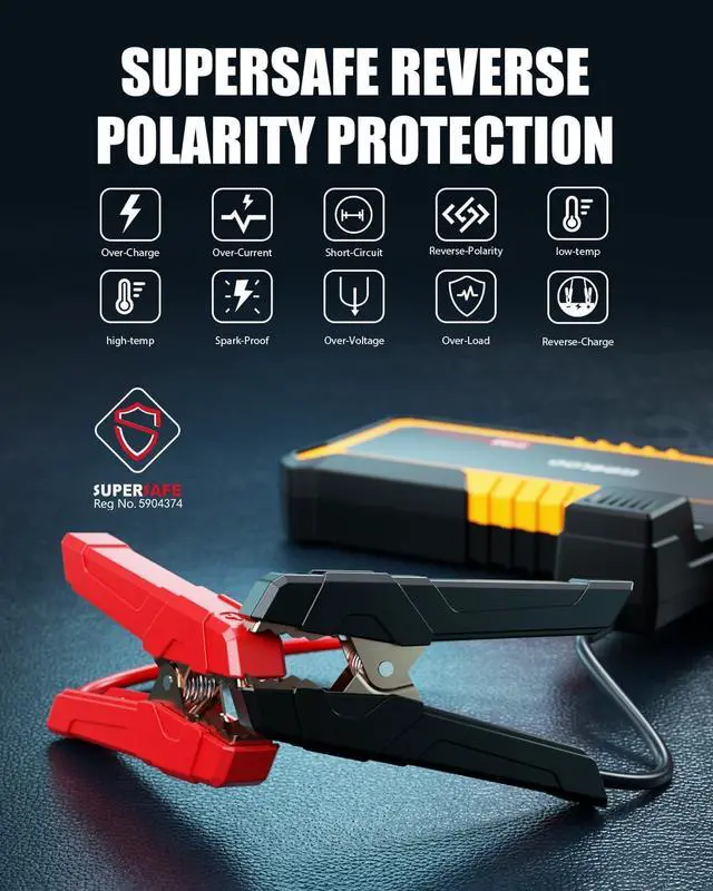 Alt view image 3 of 6 - GOOLOO GP3000 3000A Jump Starter,12V Car Battery Jump Starter for up to 9.0L Gas Engines & 7.0L Diesel, Supersafe Lithium Jump Box Battery Booster Pack, Auto Battery Starter with USB Quick Charge