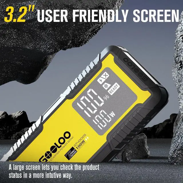 Alt view image 5 of 7 - GOOLOO GT4000S Jump Starter 4000A Car Jumper Starter (Up to 10L Diesel 12L Gas Engines), 100W Fast-Charging Lithium Jump Box, SuperSafe Portable Car Battery Charger Power Bank for 12V Vehicles, Yellow