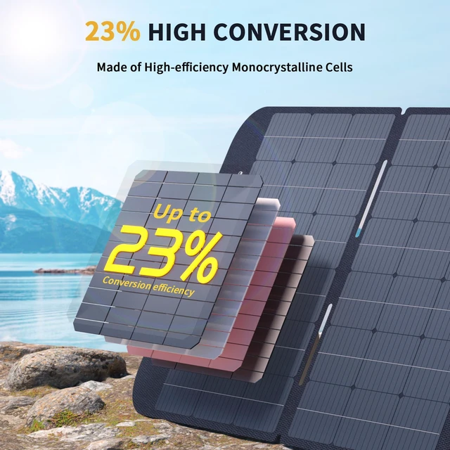 Alt view image 2 of 7 - VTOMAN VS400 Portable Solar Panel 400W 40V, 23% Efficiency Foldable Solar Panel w/ IP67 Waterproof & MC-4 Anderson XT60 DC5521 Adapters & Adjustable Kickstands, Off-Grid Power for Home & Camping
