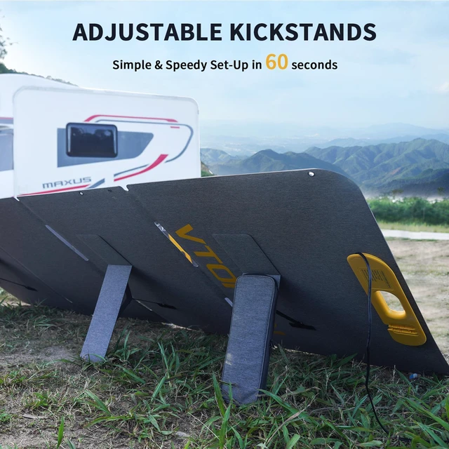 Alt view image 4 of 7 - VTOMAN VS400 Portable Solar Panel 400W 40V, 23% Efficiency Foldable Solar Panel w/ IP67 Waterproof & MC-4 Anderson XT60 DC5521 Adapters & Adjustable Kickstands, Off-Grid Power for Home & Camping