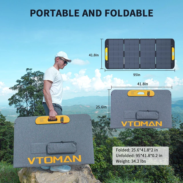 Alt view image 6 of 7 - VTOMAN VS400 Portable Solar Panel 400W 40V, 23% Efficiency Foldable Solar Panel w/ IP67 Waterproof & MC-4 Anderson XT60 DC5521 Adapters & Adjustable Kickstands, Off-Grid Power for Home & Camping