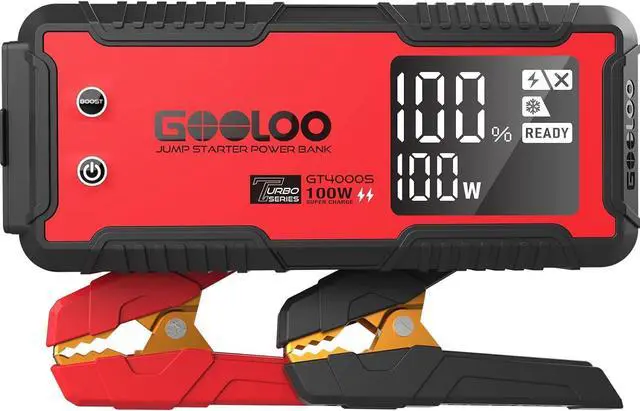 Main image of GOOLOO GT4000S Jump Starter 4000 Amp Car Starter 100W Two-Way Fast-Charging Portable Car Battery Charger Booster Pack for 10L Diesel and 12L Gas Engines, SuperSafe Lithium Jump Box for 12V Vehicles