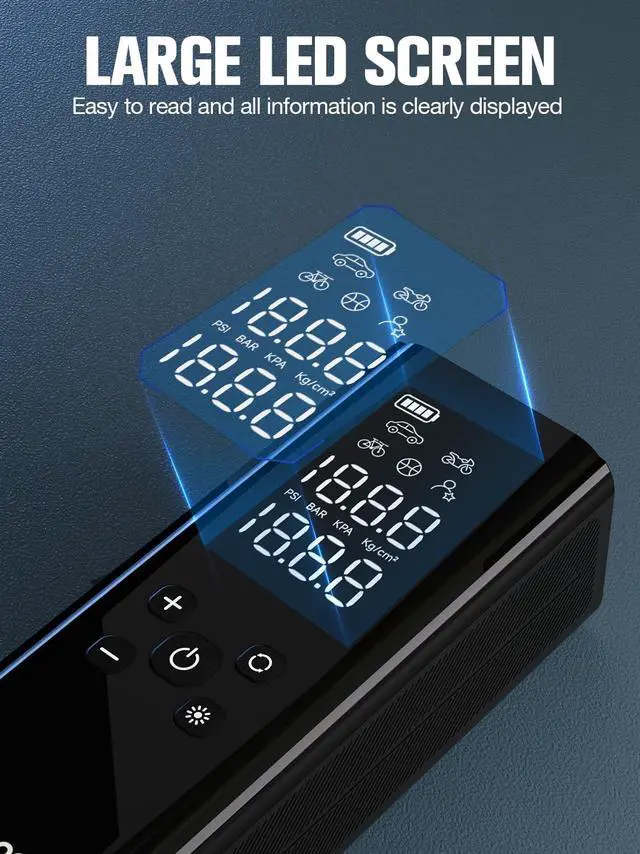Alt view image 6 of 7 - GOOLOO GT150 Tire Inflator Portable Air Compressor - Upgraded 150PSI & 2X Faster Air Pump for Car Tires with Auto-Shutoff, Cordless Air Pump for Cars, Bikes, Balls, Motorcycles, Bright LED Screen