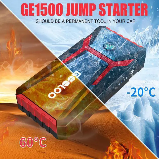 Alt view image 2 of 7 - GOOLOO Car Jump Starter,1500A Peak 12V Battery Jump Box with Quick Charge Out(Up to 6.0L Gas and 4.0L Diesel Engines),GE1500 Portable Battery Booster Pack Power Bank Car Starter