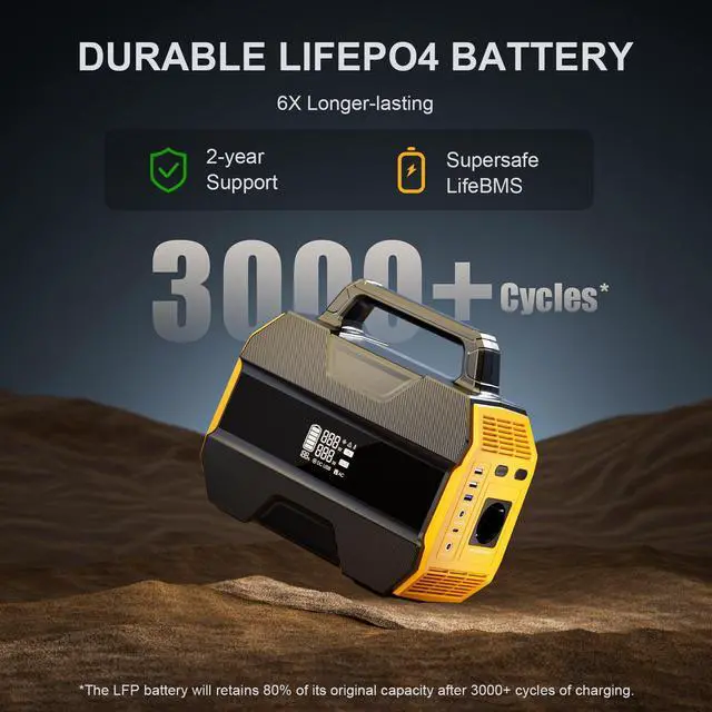 Alt view image 3 of 7 - VTOMAN FlashSpeed 300 Portable Power Station 70000mAh, Only 7.4lbs with 7 Outlets, LiFePO4 Generator with Up to 600W AC Outlet, 12V/24V DC Input Adapt RV/Van, PD 100W Type-C for Power Outage, Camping