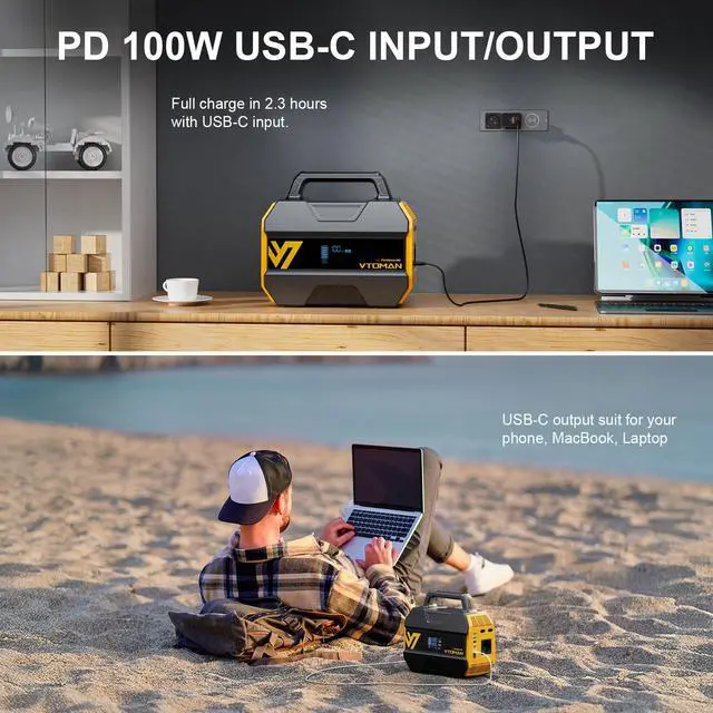 Alt view image 5 of 7 - VTOMAN FlashSpeed 300 Portable Power Station 70000mAh, Only 7.4lbs with 7 Outlets, LiFePO4 Generator with Up to 600W AC Outlet, 12V/24V DC Input Adapt RV/Van, PD 100W Type-C for Power Outage, Camping