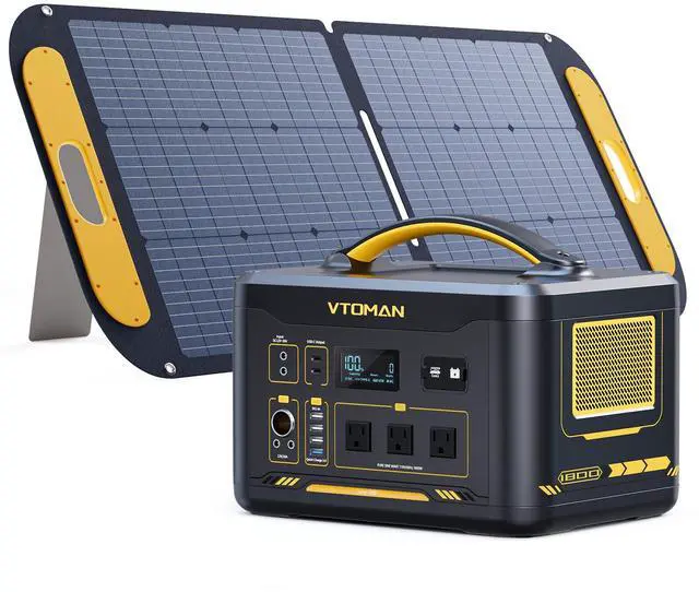 Main image of VTOMAN Jump 1800 Portable Power Station 1800W (Peak 3600W) With 110W Solar Panel, LiFePO4 Solar Battery Generator for Power Outages Backup & Outdoor Camping