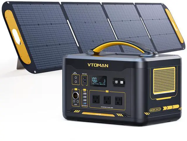Main image of VTOMAN Jump 1800 Portable Power Station 1800W (Peak 3600W) With 200W Solar Panel, LiFePO4 Solar Battery Generator for Power Outages Backup & Outdoor Camping
