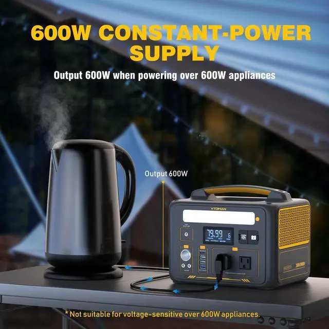 Alt view image 5 of 7 - VTOMAN Jump 600X 600W Portable Power Station with 110W Panel, 299Wh Battery Powered Station for Camping, Road Trip, Fishing, Home Backup, Emergency