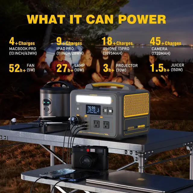 Alt view image 6 of 7 - VTOMAN Jump 600X 600W Portable Power Station with 110W Panel, 299Wh Battery Powered Station for Camping, Road Trip, Fishing, Home Backup, Emergency