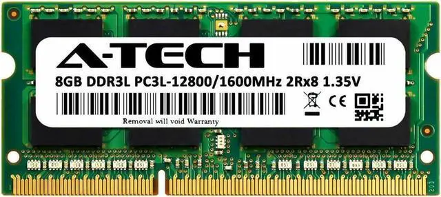 Main image of A-Tech 8GB DDR3 1600 PC3-12800 Laptop SODIMM 204-Pin Memory RAM PC3L DDR3L 1x 8G
