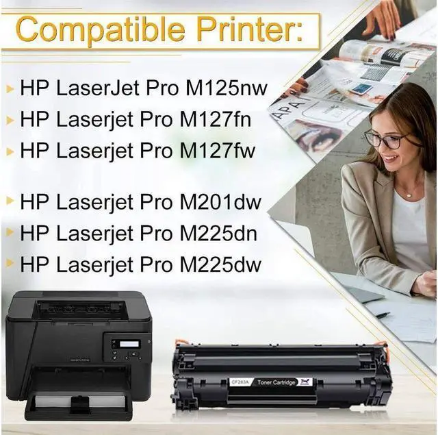 Alt view image 4 of 5 - 3pcs CF283A Black Toner for  83A LaserJet Pro MFP M127fw M127fn M127 W/Chip