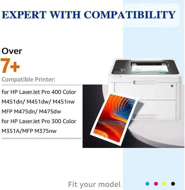 Alt view image 4 of 5 - 4 CE410A CE410X 305A Toner CompatibleFor  LaserJet Pro M375nw M475dw M451