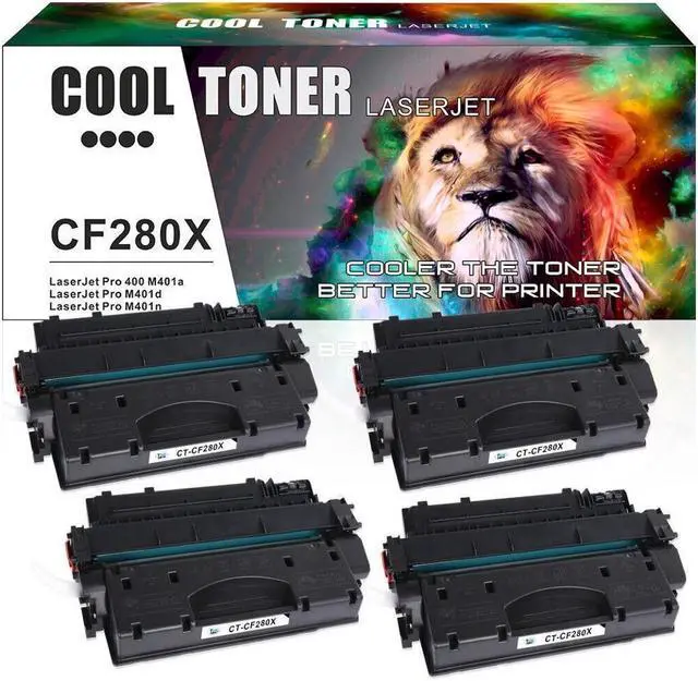 Main image of 4PK CF280X 80X Toner Compatible with  LaserJet 400 M425dn M425dw M401dn M401n