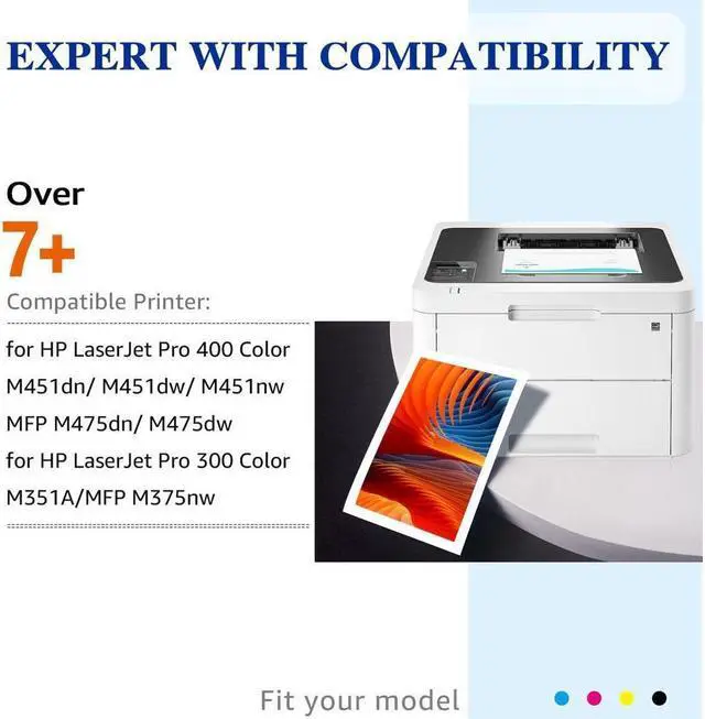 Alt view image 3 of 5 - 8PK CE410A - CE413A Color Toner Combo Set For  305A LaserJet M375nw M451dn