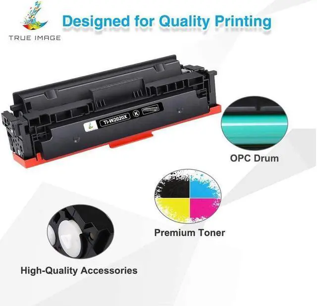 Alt view image 4 of 4 - True Image Compatible Toner Cartridge Replacement for  414X W2020X 414A  Color Laserjet Pro MFP M479fdw M454dw M454dn M479fdn Printer Toner High Yield (Black Cyan Yellow Magenta, 4-Pack)