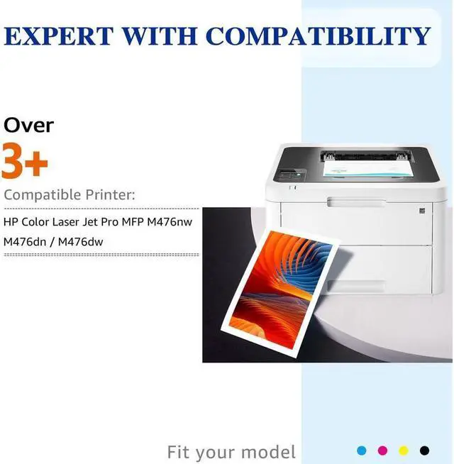 Alt view image 4 of 5 - Set of 4 Toner Cartridge CF380X CF381A-CF383A 312X For  Laserjet M476 dw nw dn