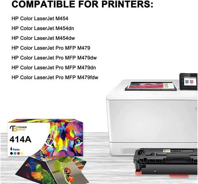 Alt view image 3 of 4 - Toner Bank Compatible Toner Cartridge Replacement for  414A 414X for  Color Laserjet Pro MFP M479fdw M479fdn M454dw M454dn M454 M479 W2020A W2021A W2022A W2023A (Black Cyan Magenta Yellow, 4-Pack)