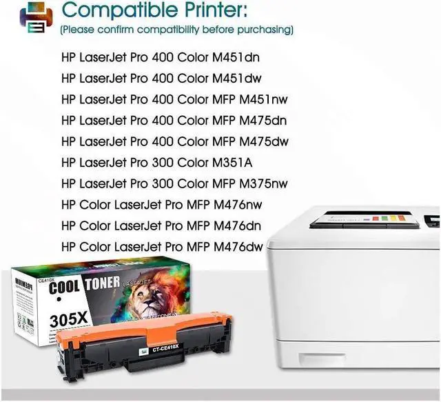 Alt view image 2 of 4 - Cool Toner Compatible Toner Cartridge Replacement for  305A 305X CE410A CE410X for  Laserjet Pro 400 Toner M451dn M451nw MFP M476nw M476dw M375nw M475dn Printer (Black Cyan Magenta Yellow, 4-Pack)