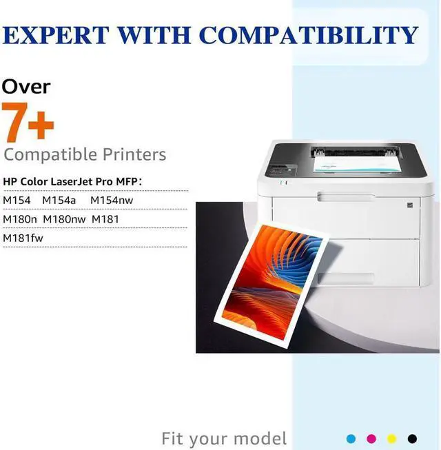 Alt view image 3 of 5 - 4 CF510A CF511A CF512A F513A Toner Cartridge for Color Laserjet MFP M180nw