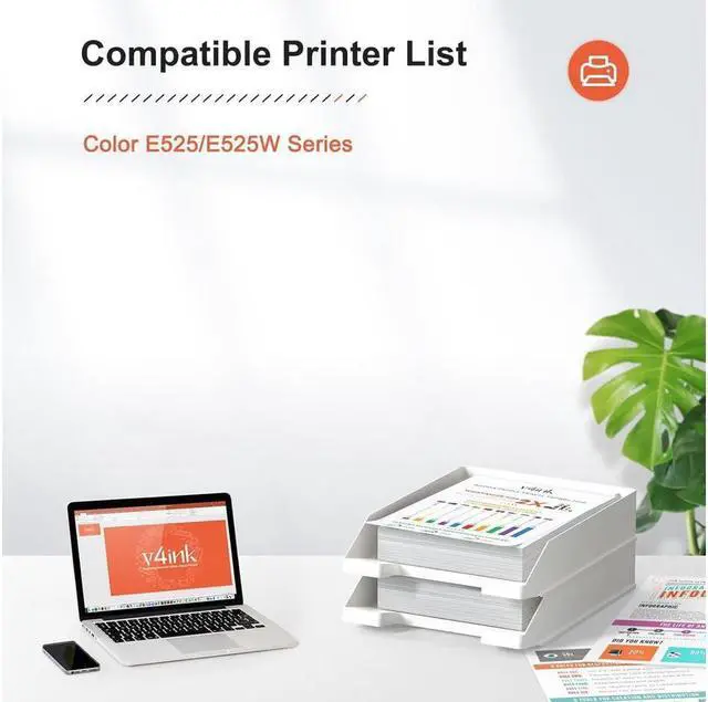 Alt view image 3 of 5 - V4INK Compatible Toner Cartridge Replacement for Dell 525 E525 E525W (KCMY 4-Pack), for use in Dell E525w Wireless Color Printer for Dell 593-BBJX 593-BBJU 593-BBJV 593-BBJW