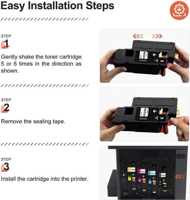 Alt view image 2 of 5 - V4INK Compatible Toner Cartridge Replacement for Dell 525 E525 E525W (KCMY 4-Pack), for use in Dell E525w Wireless Color Printer for Dell 593-BBJX 593-BBJU 593-BBJV 593-BBJW