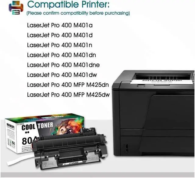 Alt view image 2 of 5 - Cool Toner Compatible Toner Cartridge Replacement for 80A CF280A 80X CF280X for Laserjet Pro 400 M401n M401dn MFP M425dn M401dne M401dw M425dw M401 M425 Printer Toner Ink(Black, 2-Pack)