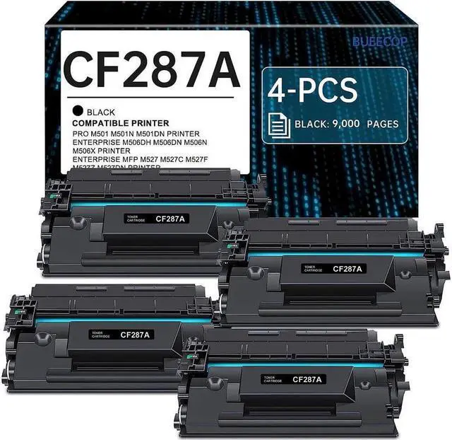 Main image of 4PK CF287A 87A Compatible Toner For LaserJet Enterprise M506dn M506x M527dn