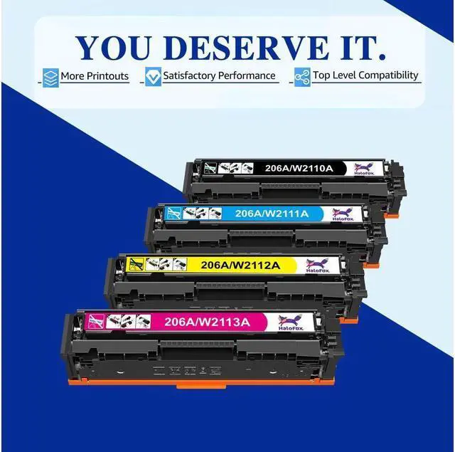 Alt view image 2 of 5 - 4PK Color Toner Compatible For 206A W2110A LaserJet M282 M283fdw M283 No Chip