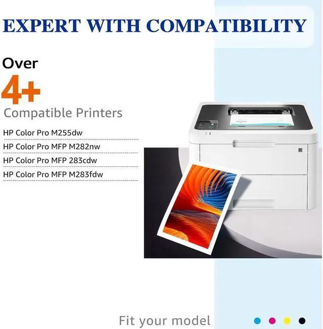 Alt view image 3 of 5 - 4PK Color Toner Compatible For 206A W2110A LaserJet M282 M283fdw M283 No Chip