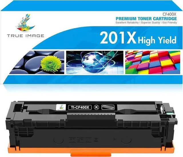 Main image of TRUE IMAGE Compatible Toner Cartridge Replacement for 201A CF400A 201X CF400X Color Pro MFP M277dw M252dw M252n M277c6 M277 M252 Printer Ink (Black, 1-Pack)
