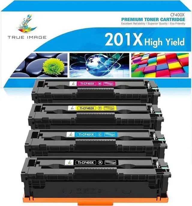 Main image of TRUE IMAGE Compatible Toner Cartridge Replacement for 201A 201X CF400X CF400A Color Pro MFP M277dw M252dw M277c6 CF401X CF402X CF403X M252 M277 Printer (Black Cyan Yellow Magenta, 4-Pack)