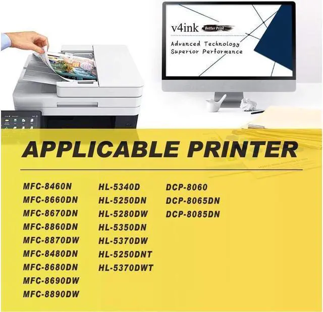 Alt view image 2 of 5 - V4INK 4PK Compatible TN-650 Toner Cartridge Replacement for Brother TN580 TN650 TN550 TN620 Toner High Yield Black for Brother HL-5250DN HL-5340D HL-5370DW MFC-8480DN MFC-8690DW MFC-8860DN Printer