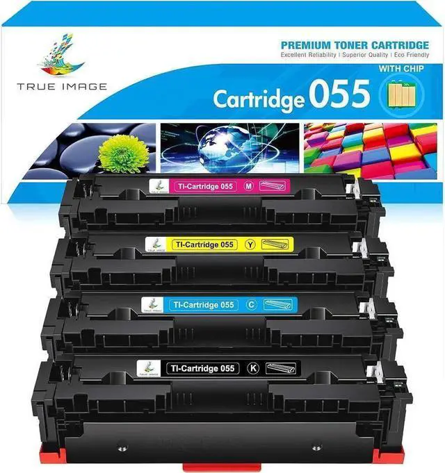 Main image of TRUE IMAGE Compatible Toner Cartridge Replacement for 055 055H Toner Color imageCLASS MF743Cdw MF741Cdw MF745Cdw MF746Cdw LBP664Cdw Printer with Chip (Black Cyan Magenta Yellow, 4-Pack)
