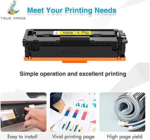 Alt view image 5 of 5 - TRUE IMAGE Compatible Toner Cartridge Replacement for 410A CF410A CF411A CF412A CF413A Color Pro MFP M477fnw M477fdw M477fdn M452dn M452nw M477 Printer (Black Cyan Yellow Magenta, 4-Pack)