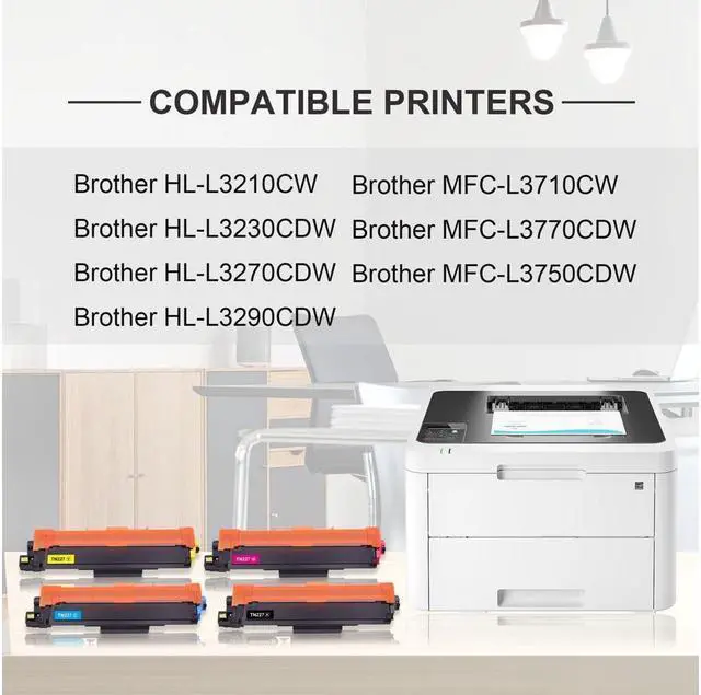 Alt view image 2 of 5 - 5PK High Yield TN227 BK/C/Y/M Toner For Brother MFC-L3710CW L3730CDN With Chip