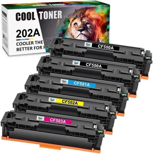 Main image of 5Pack (1KCMY Set+1Black) CF500A Toner Compatible with 202A Color LaserJetPro MFP M254dw M281fd Printer