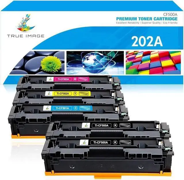 Main image of True Image Compatible Toner Cartridge Replacement for 202A CF500A 202X Laserjet Pro MFP M281fdw M281cdw M254dw M281fdn M254dn M254nw M281 Toner Printer Ink (Black Cyan Yellow Magenta, 5-Pack)