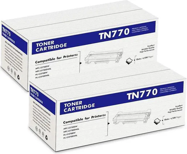 Main image of 2Pc TN770 Black Toner Cartridge compatible for Brother HL-L2370DW MFC-L2750DW