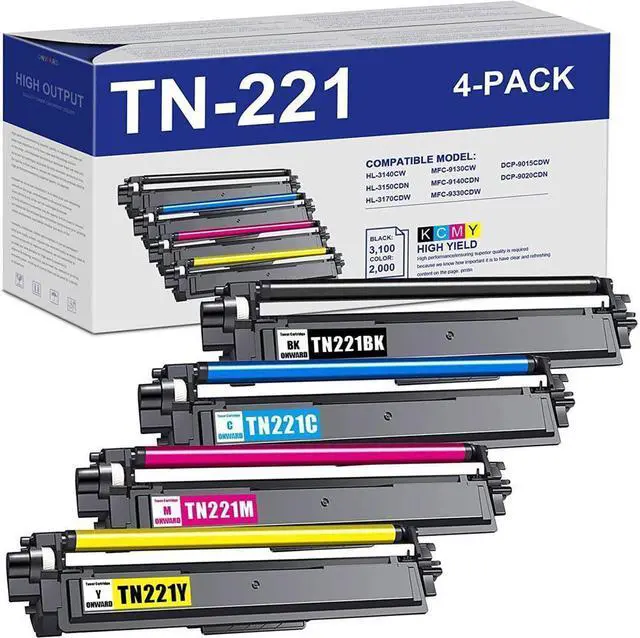 Main image of 4pk New TN221 TN225 Toner Cartridge For Brother HL-3140CW HL-3170CDW HL-3180CDW