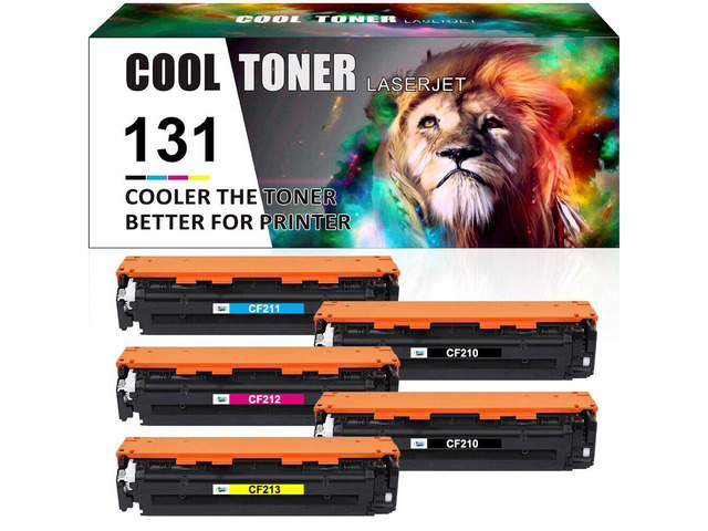 Ninjatoner 4-Pack CF210X / 131X Toner Cartridges For HP Color LaserJet Pro 200 M251nw M276nw - Black, Cyan, Magenta, Yellow