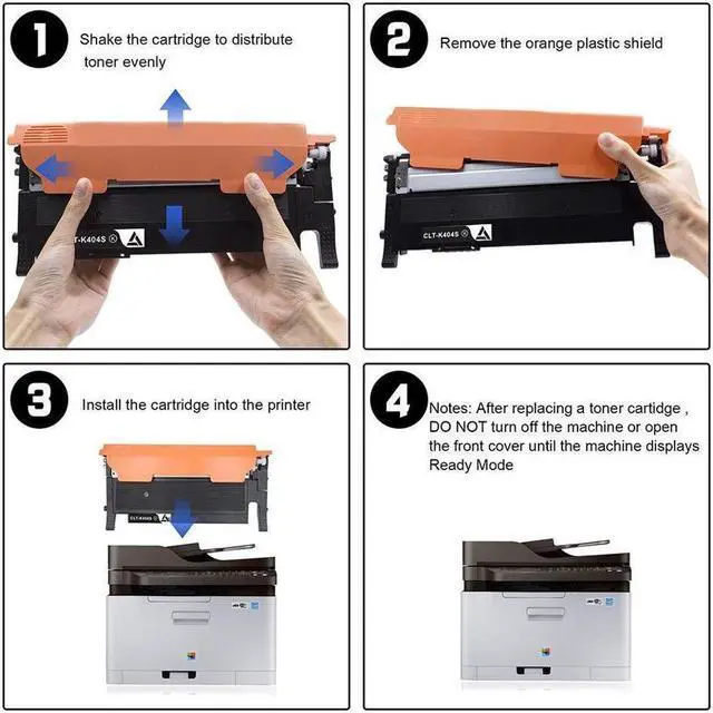 Alt view image 3 of 5 - 4x CLT-K404S Black Color Toner Combo Pack for Samsung Xpress C430 C480FW C480FN