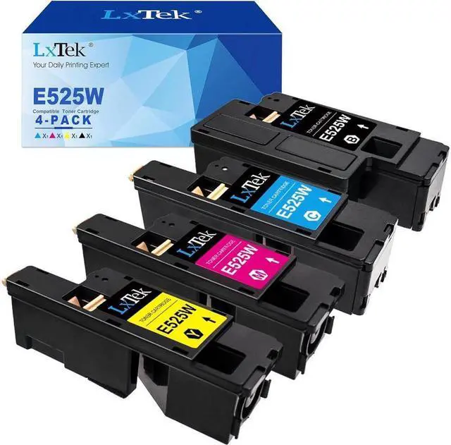 Main image of LxTek Remanufactured Toner Cartridge Replacement for Dell E525W E525 to use with E525W Color Laser Printer, 4 Pack (593-BBJX 593-BBJU 593-BBJV 593-BBJW)